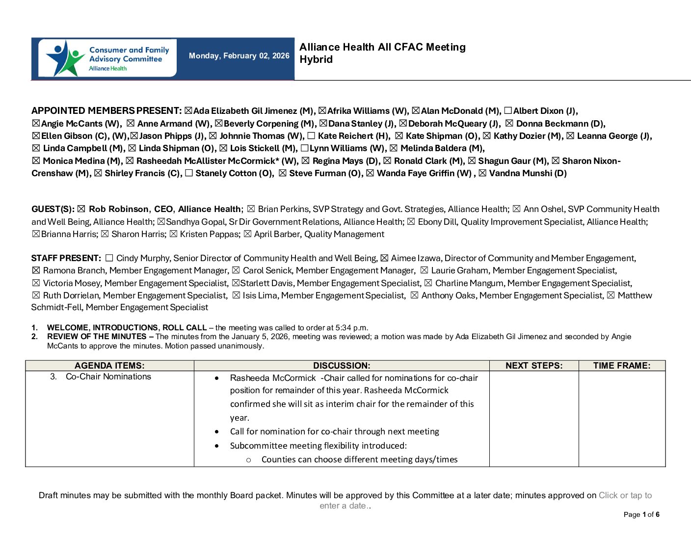 All CFAC Meeting Minutes February 2026