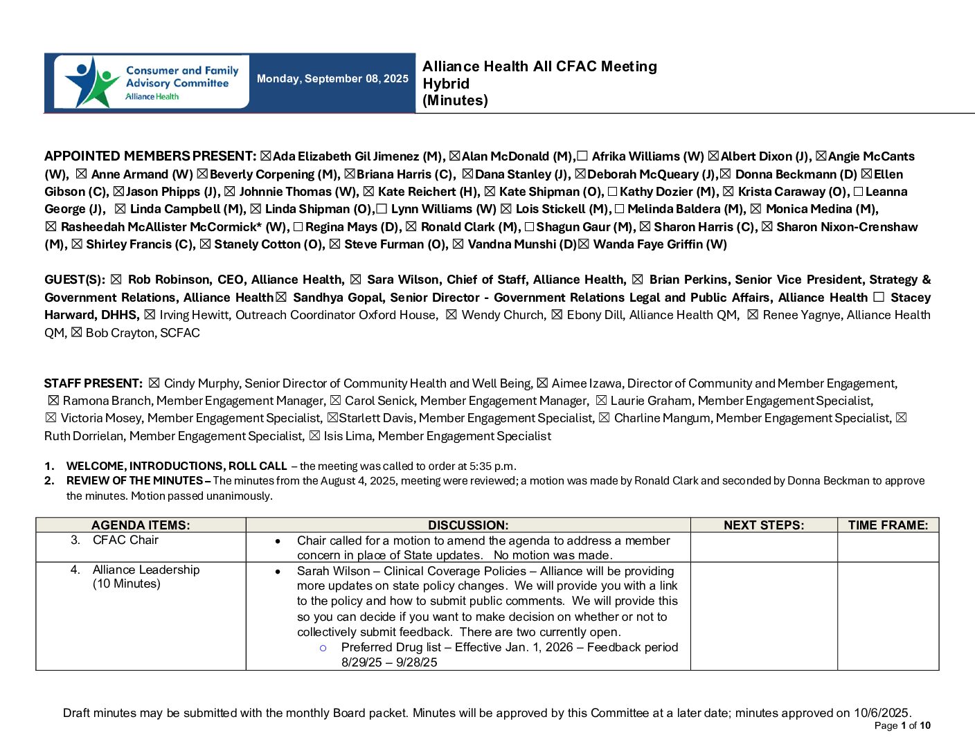 All CFAC Meeting Minutes September 2025