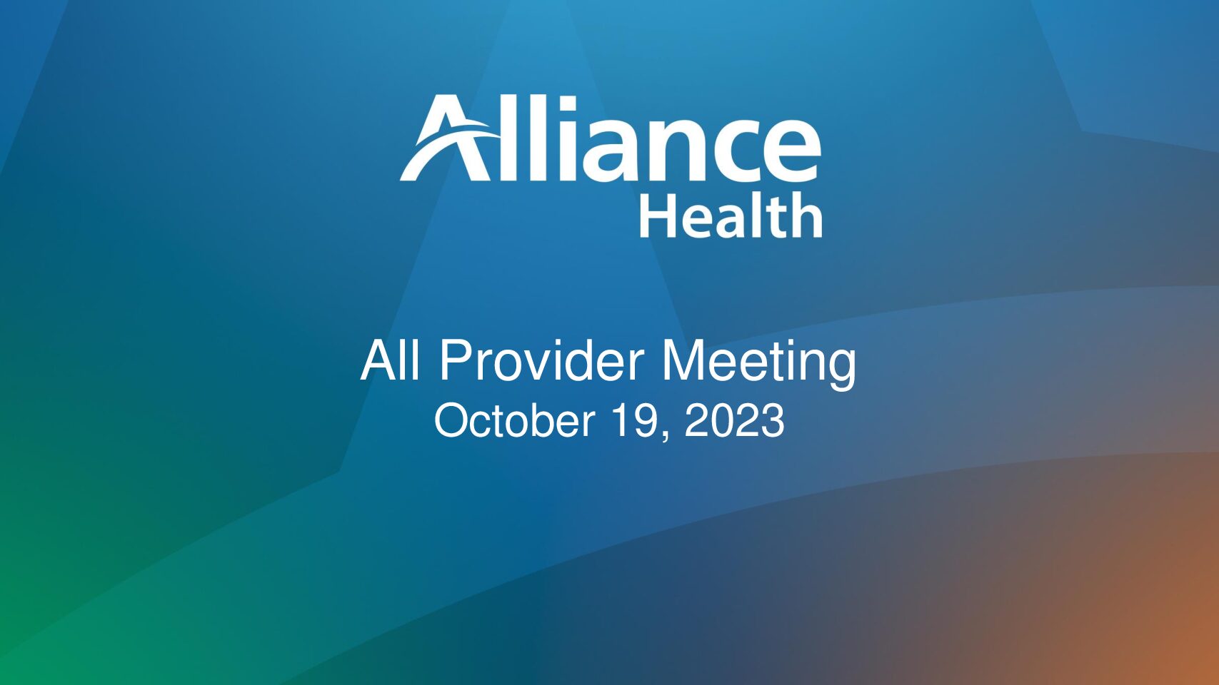 All Provider Meeting Presentation October 2023