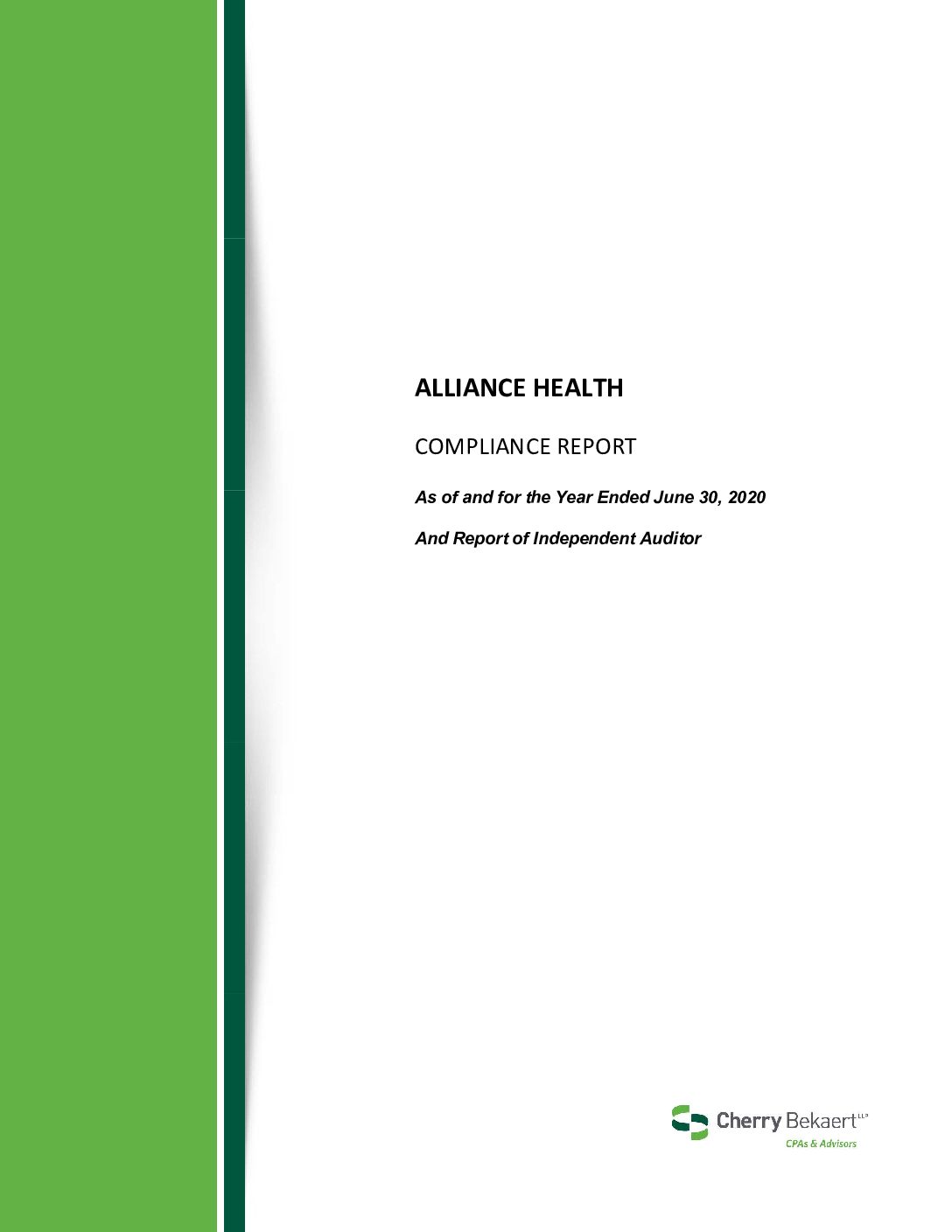Alliance Health Compliance Report