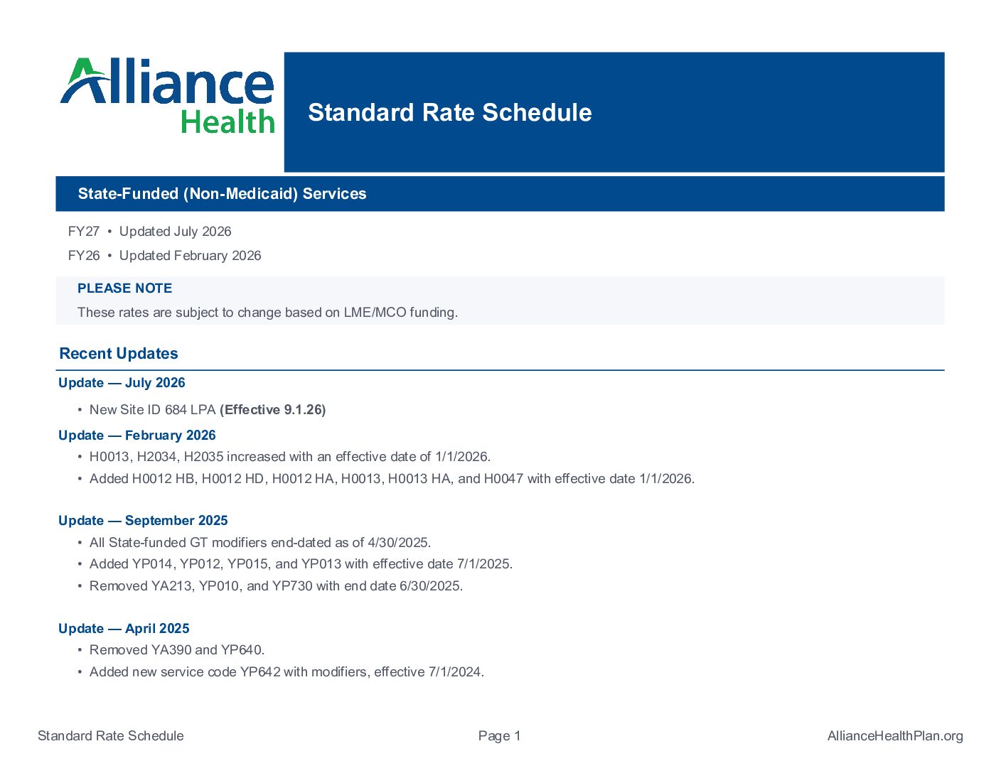 Non-Medicaid Revised FY27 - July 2026
