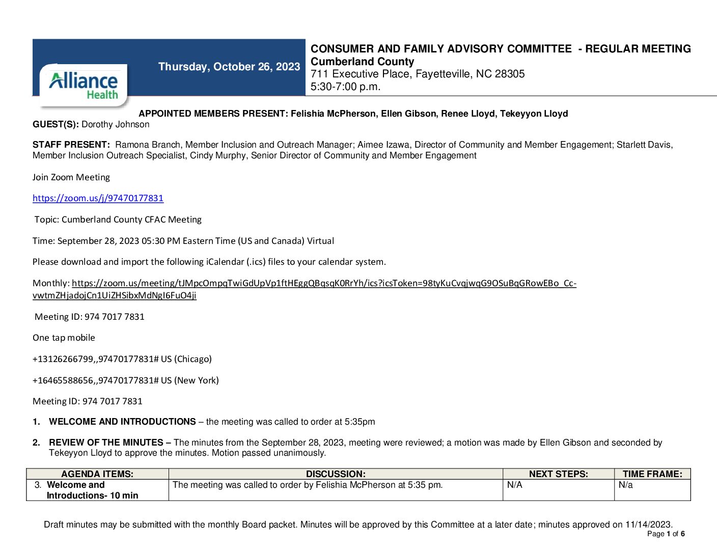 Cumberland County CFAC Minutes October 2023