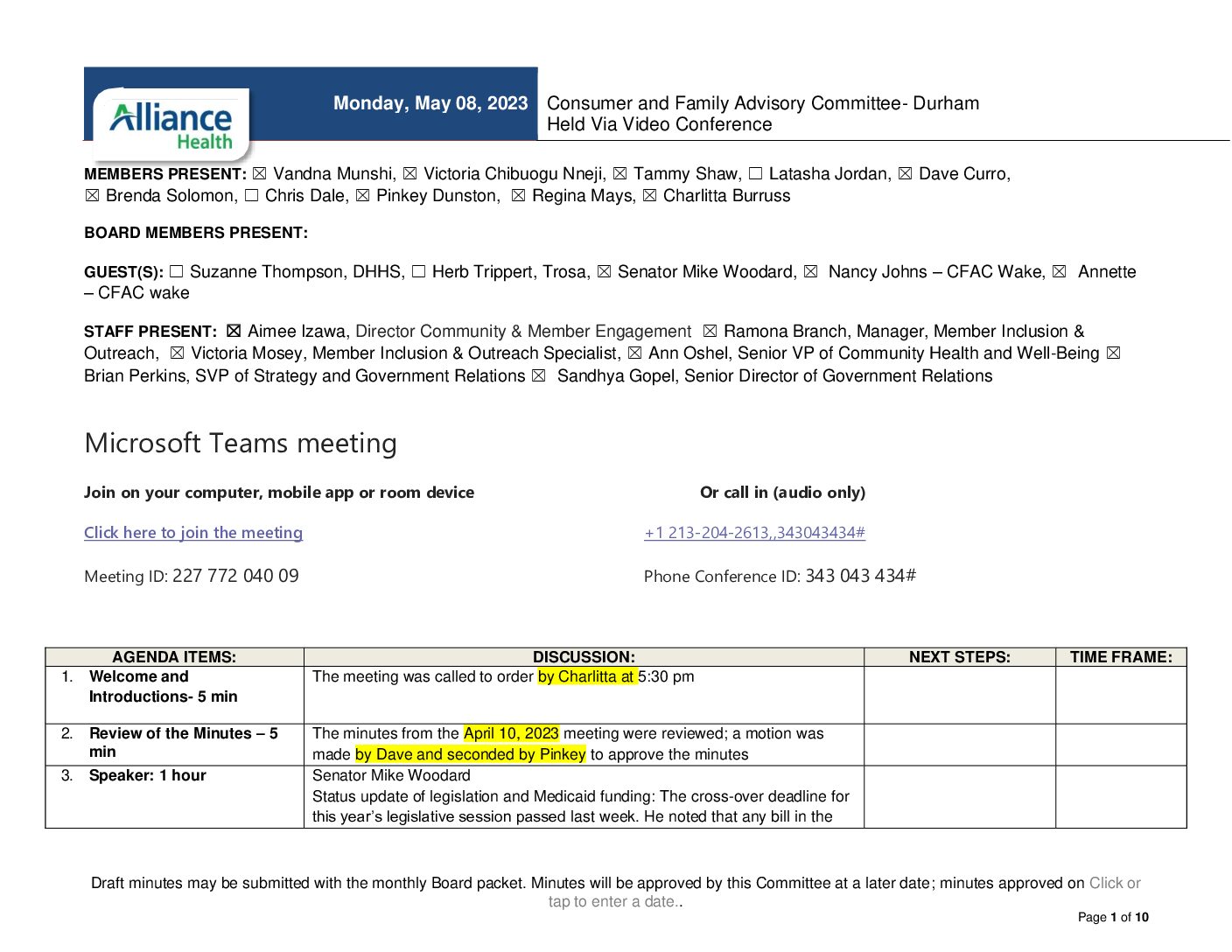 Durham County CFAC Meeting Minutes May 2023