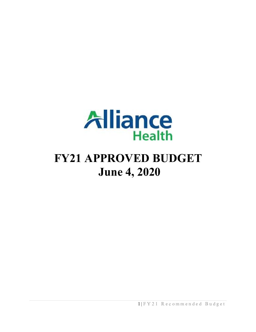 FY21 Approved Budget