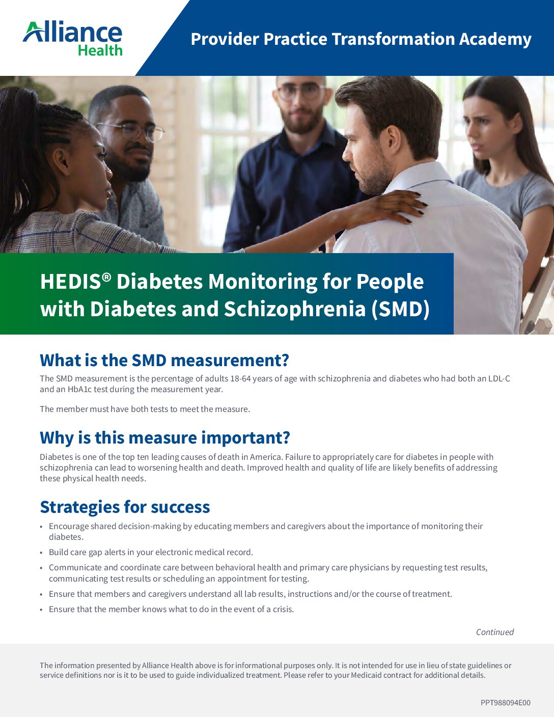 HEDIS® Diabetes Monitoring for People with Diabetes and Schizophrenia (SMD)