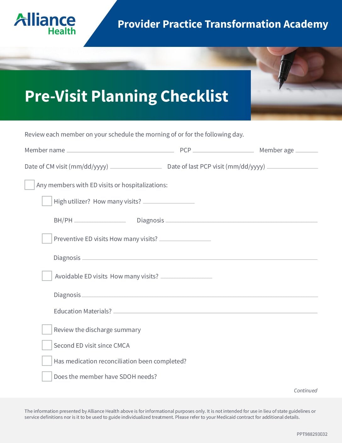 HEDIS® Pre-Visit Planning Checklist