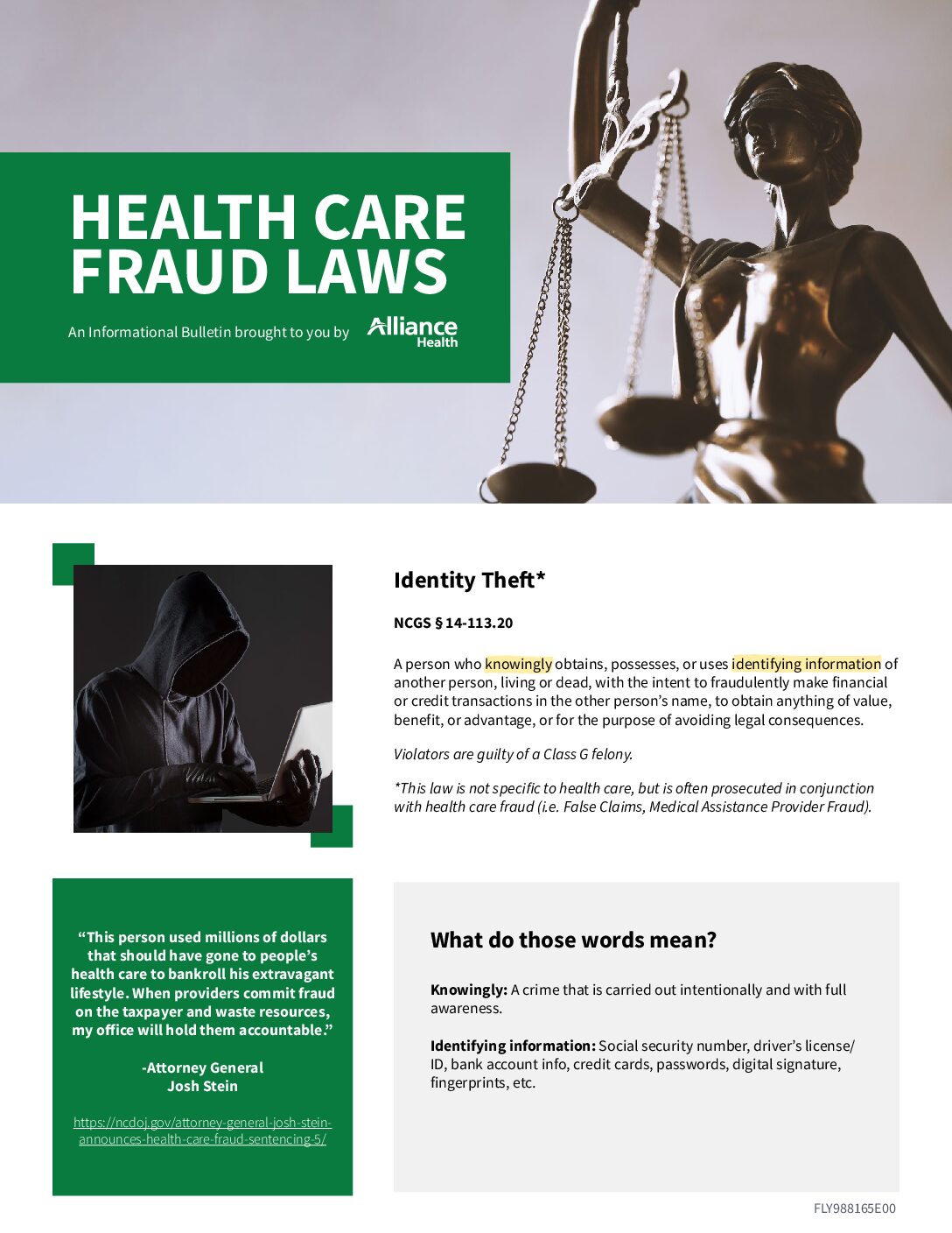 Health Care Fraud Bulletin NC Identity Theft