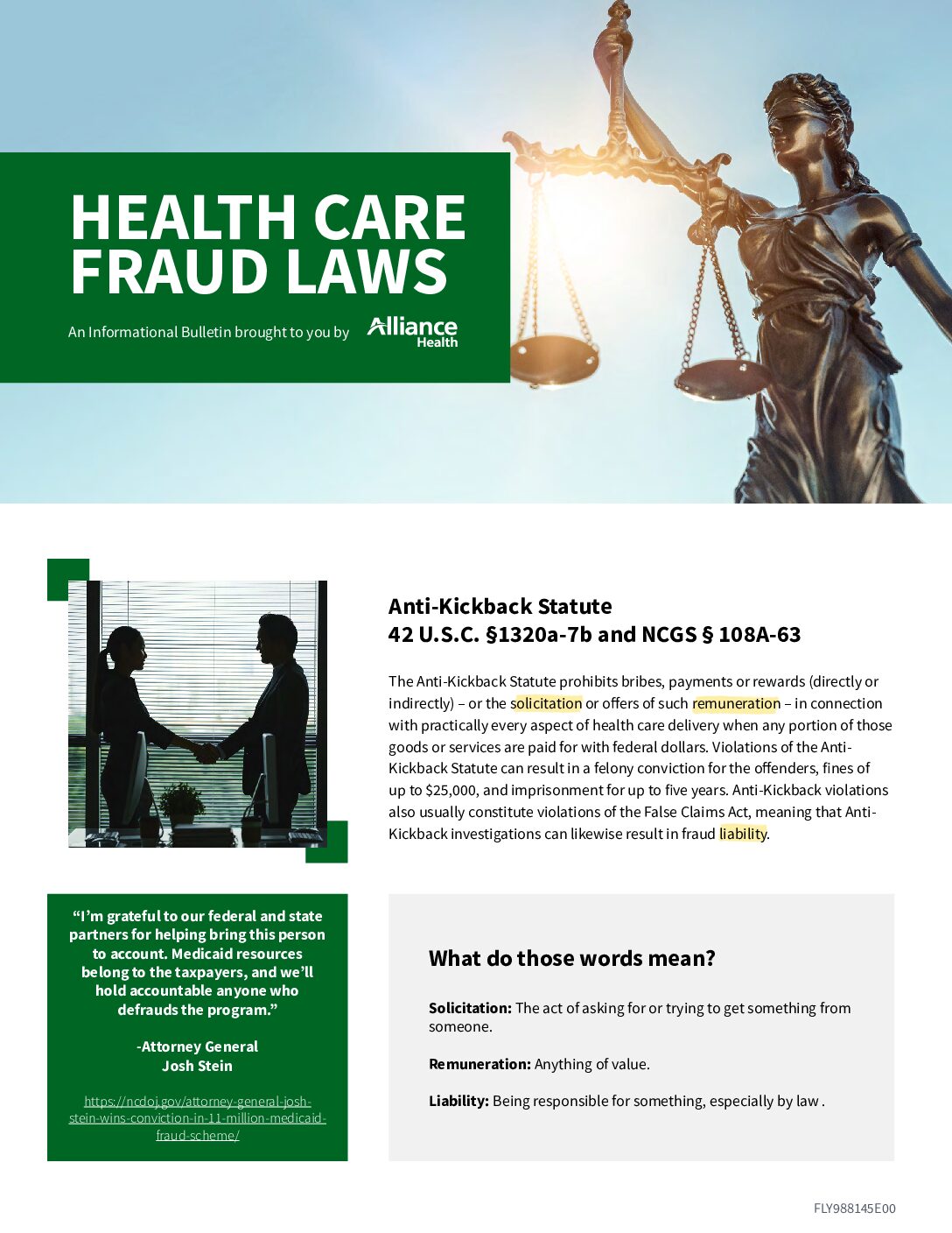 Health Care Fraud Bulletin: Anti-Kickback Statute
