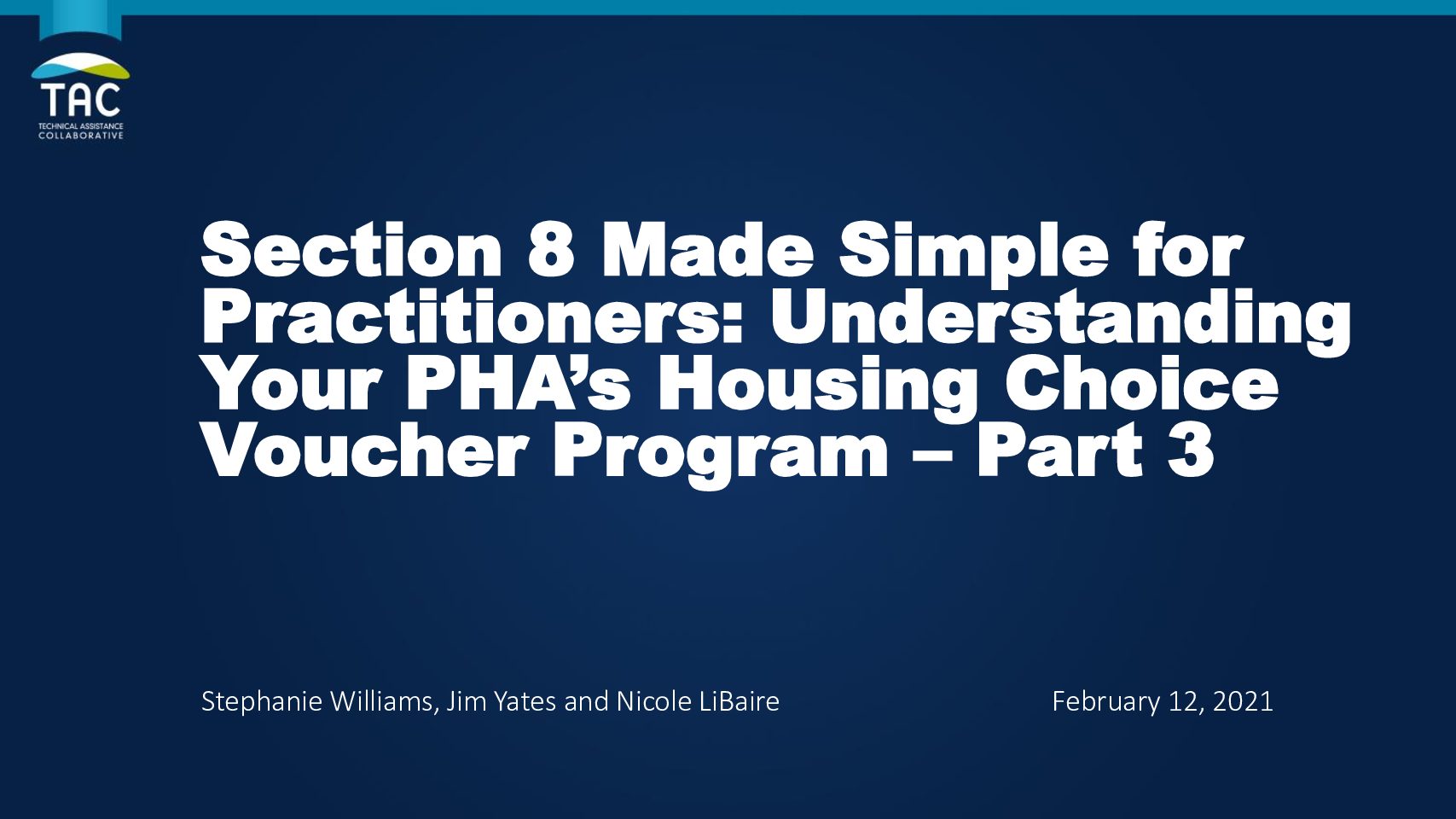NC Section 8 Housing Choice Voucher Training Jan 2020 Part 3