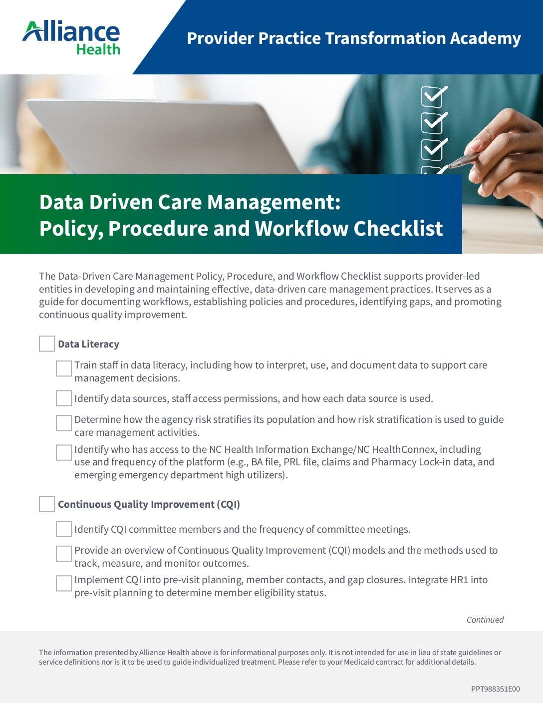 PPT Data Driven Care Management: Policy, Procedure and Workflow Checklist