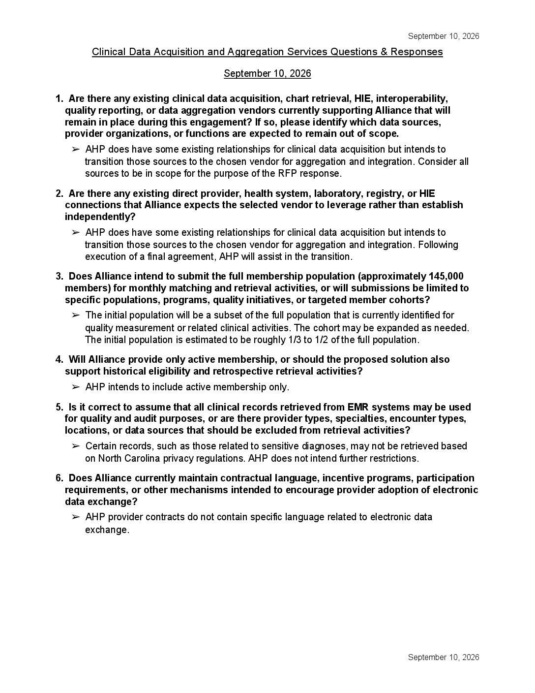 RFP 27-001: Question and Answers