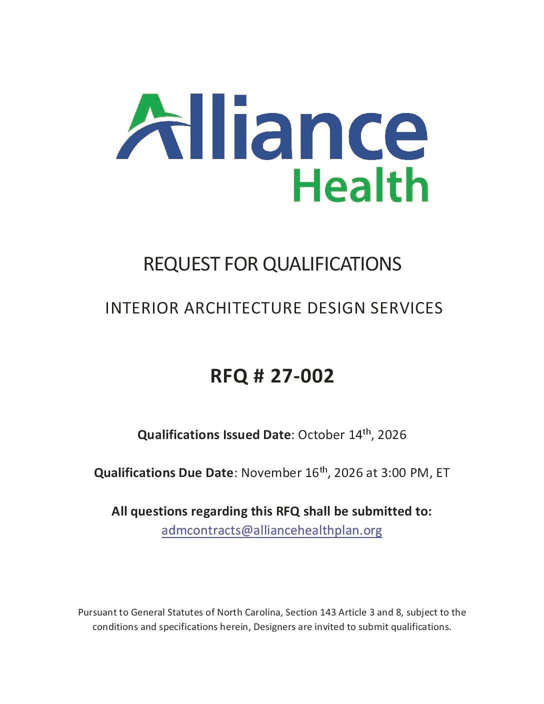 RFQ 27-002: Interior Architecture Design Services - Home Office