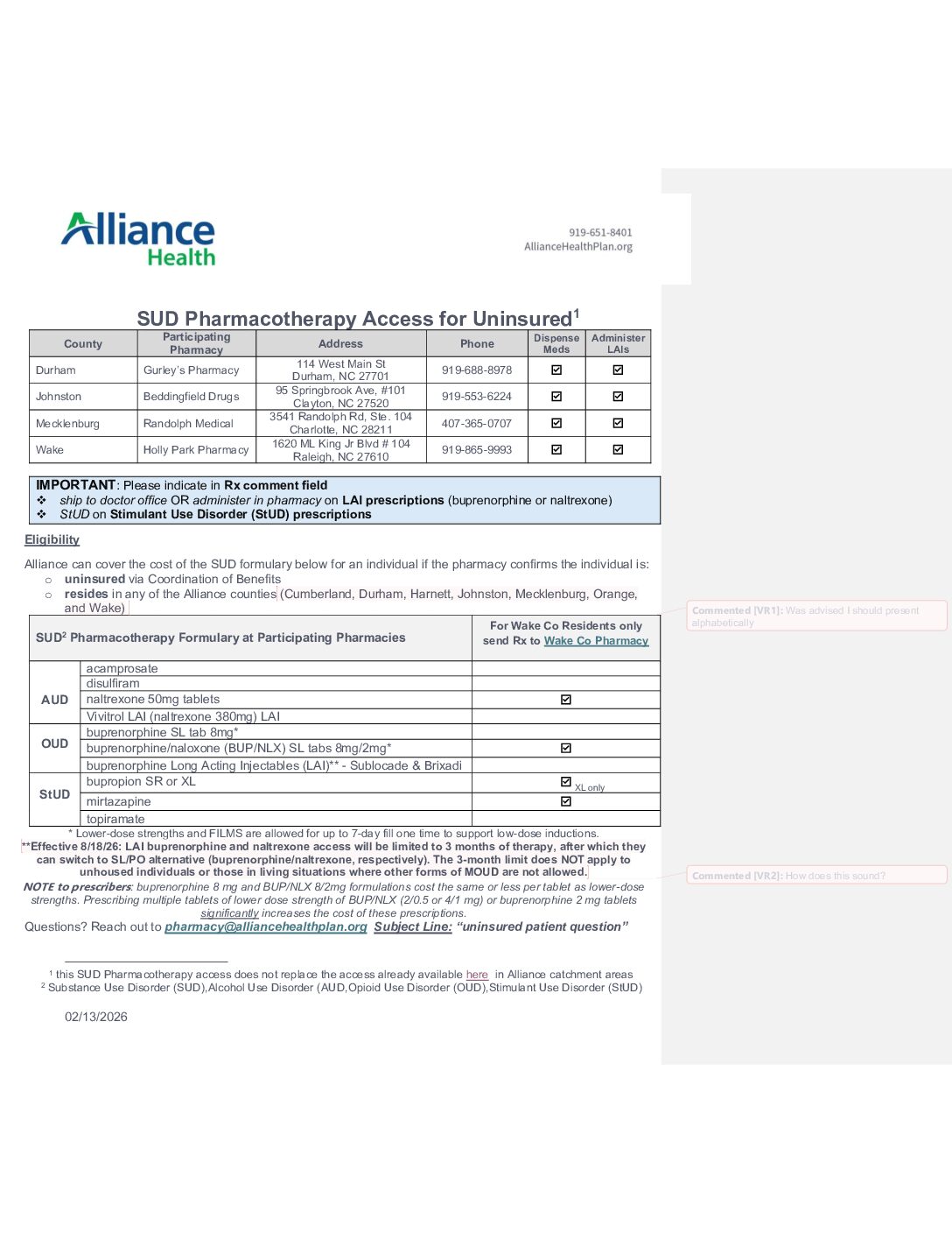 SUD Pharmacotherapy Access for Uninsured