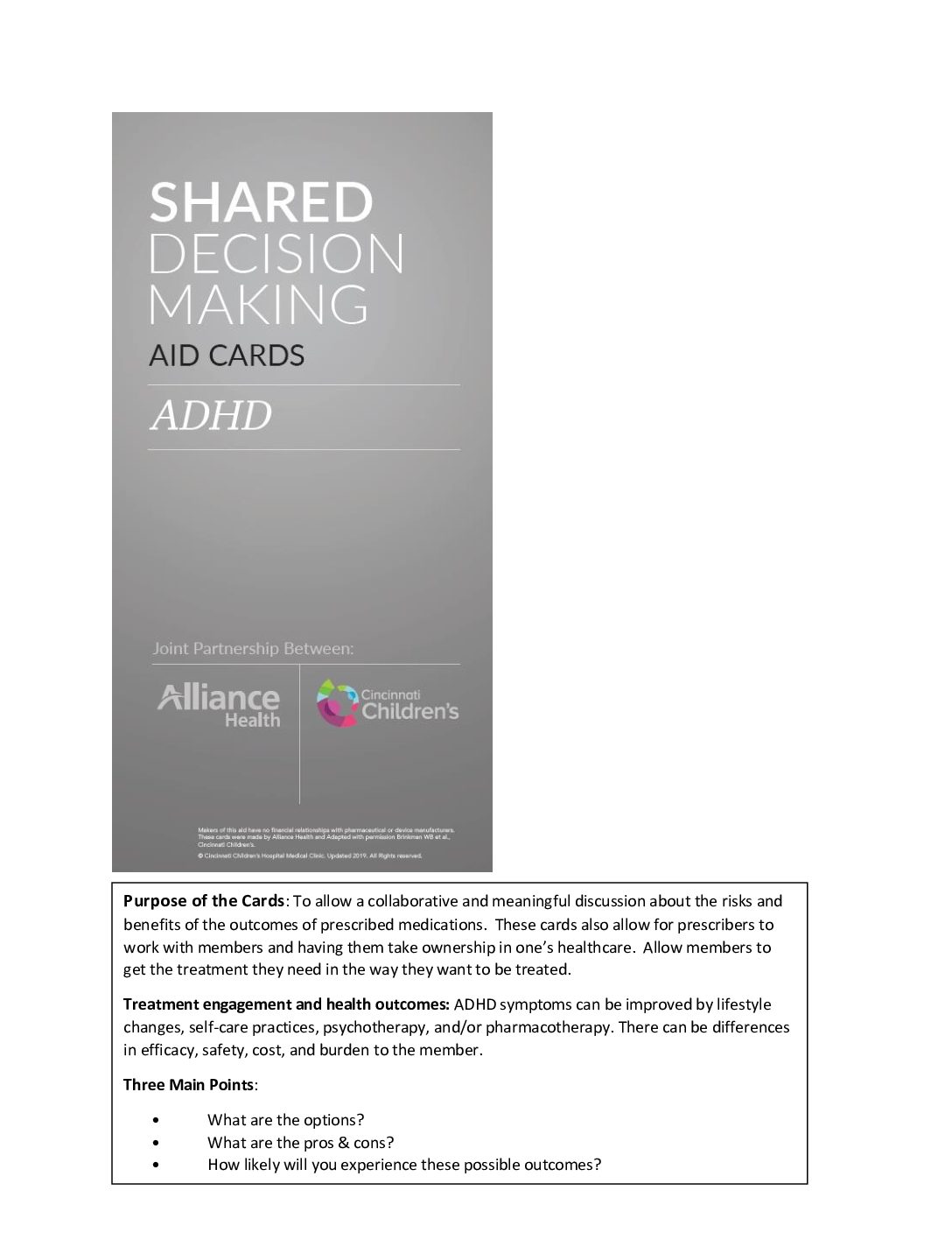 Shared Decision Making Aid Cards