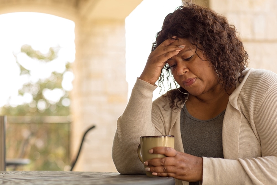Woman looking distressed