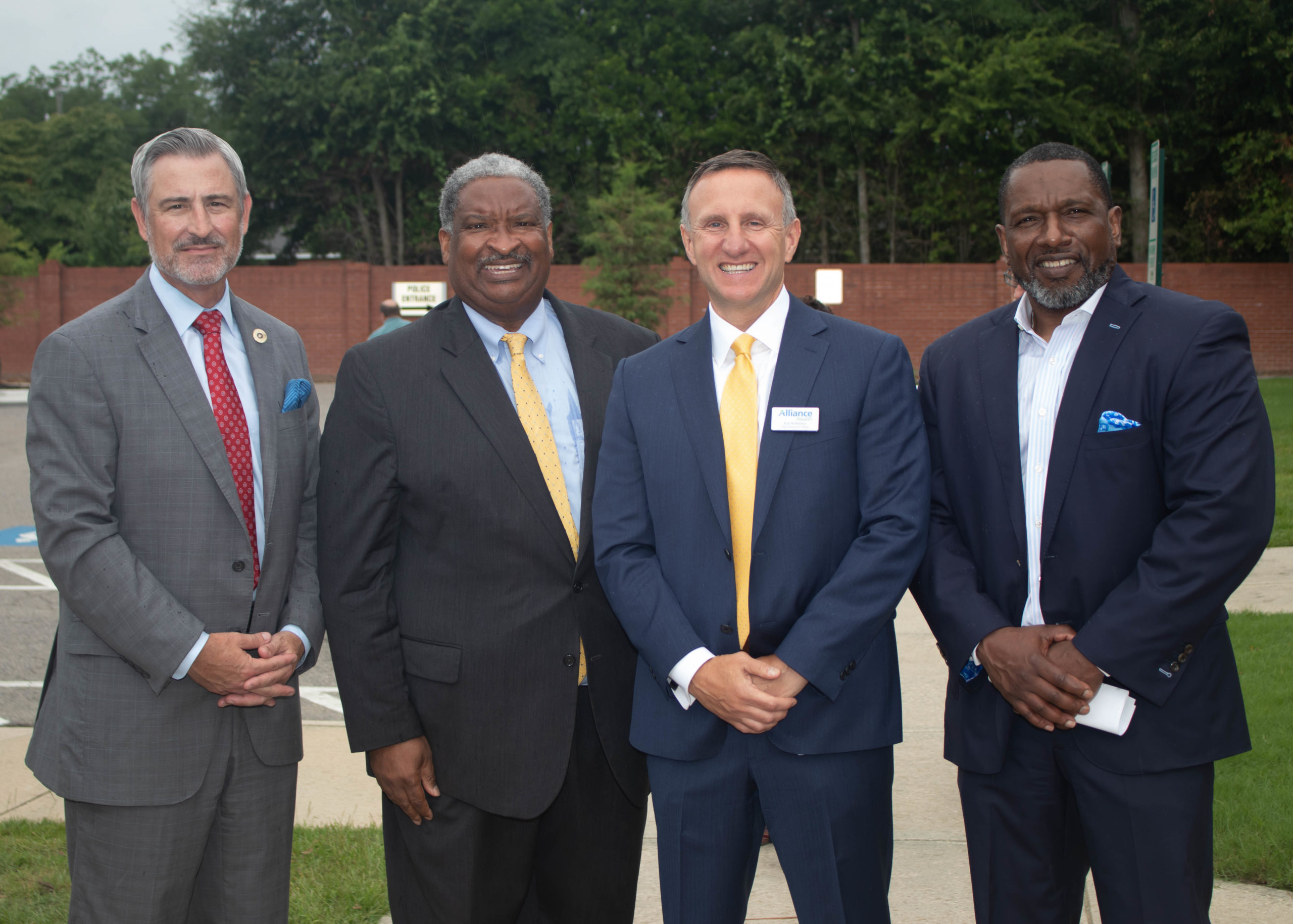Left to right: District 19 State Sen. Kirk deViere, Cumberland County Board of Commissioners Vice Chairman Glenn Adams, Alliance Health CEO Rob Robinson and N.C. Division of Mental Health Director Victor Armstrong.