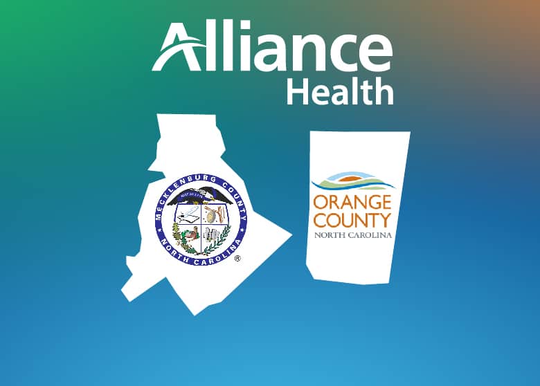 Alliance logo with outlines and logos of Mecklenburg and Orange counties